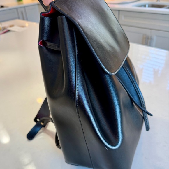 Mansur Gavriel Minimalist Leather Backpack in Black with Red Interior - Picture 9 of 14